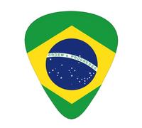 BLWSLC Púas de guitarra con bandera brasileña, para guitarristas acústicos, eléctricos y de banda, 12 púas en 3 grosores diferentes