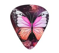 BLWSLC Púas de guitarra con diseño de mariposas y flores, para guitarristas acústicos, eléctricos y de banda, 12 púas en 3 grosores diferentes