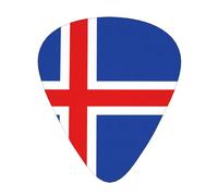 BLWSLC Púas de guitarra de la bandera de Islandia, para guitarristas acústicos, eléctricos y de banda, 12 púas en 3 grosores diferentes