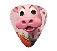 BLWSLC Púas de guitarra de vaca rosa con fresas, para guitarristas acústicos, eléctricos y de banda, 12 púas en 3 grosores diferentes
