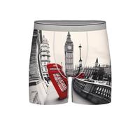 BLWSLC Red Phone Booth London Street Prints | Ropa interior extra larga de secado rápido y transpirable, disponible en tallas S-4XL, gris claro, XL