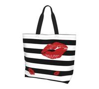 BLWSLC Rising Sun Tiger - Bolso de viaje de gran capacidad para mujer, ideal para viajes y gimnasio, Boca roja impresa en rayas blancas y negras, Talla única