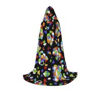 BLWSLC Rompecabezas de concienciación sobre el autismo con diseño de corazón para adolescentes, capa con capucha para cosplay, disfraces y fiestas de vacaciones