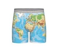 BLWSLC Ropa interior extra larga para hombre, diseño de mapa del mundo, ropa interior deportiva (S-4XL), gris claro, S