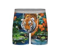 BLWSLC Ropa interior extra larga para hombre | Ropa interior deportiva con estampado de tigre y mariposa (S-4XL), gris claro, S