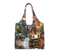 BLWSLC San Francisco - Bolsa de lona estampada de un solo hombro, bolsa de deporte de fitness adecuada para viajes, viajes o compras