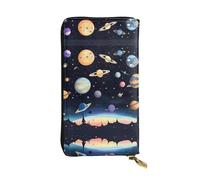 BLWSLC Saturn Jupiter Earth - Cartera larga con cremallera, tarjetero, bolsa de almacenamiento portátil de monedas de viaje adecuada para viajes y uso diario