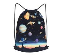 BLWSLC Saturn Jupiter Earth - Mochila de viaje con cordón para gimnasio, portátil, adecuada para viajes cortos, Negro, pequeño