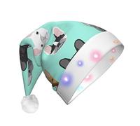 BLWSLC Sombrero de fiesta con luz LED con diseño de bulldog francés, accesorio de fiesta de Navidad, adecuado para adultos y niños