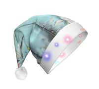 BLWSLC Sombrero de fiesta iluminado con diseño floral de puerta de granero verde azulado, sombrero divertido de Navidad, accesorios de fiesta de Navidad, adecuado para adultos y niños