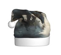 BLWSLC Sombrero de Navidad con estampado de caballos corriendo salvajes en el río, para adultos, adecuado para actuaciones escénicas, fiestas de vacaciones