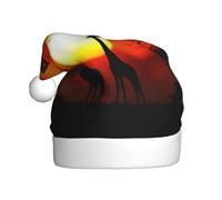 BLWSLC Sombrero de Navidad con estampado de jirafa de puesta de sol natural para adultos, sombrero de decoración de Navidad, adecuado para actuaciones escénicas, fiestas de vacaciones