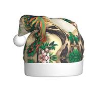 BLWSLC Sombrero de Navidad con estampado de pavo real oriental en árbol de flores para adultos, adecuado para vacaciones de Año Nuevo y fiestas al aire libre