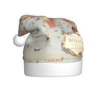 BLWSLC Sombrero de Navidad para adultos con diseño de mapas del mundo, adecuado para actuaciones escénicas, fiestas de vacaciones