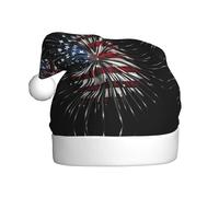 BLWSLC Sombrero de Navidad para adultos con estampado de fuegos artificiales de bandera estadounidense, adecuado para vacaciones de Año Nuevo y fiestas al aire libre