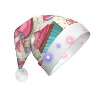 BLWSLC Sombrero de Papá Noel iluminado colorido dulce piruleta cupcake donut impreso sombrero de Papá Noel adulto adecuado para Navidad, Año Nuevo y otras fiestas de vacaciones