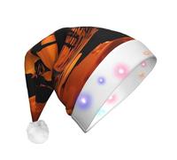 BLWSLC Sombrero de Papá Noel iluminado con diseño de jirafa africana con árbol majestuoso para adultos, adecuado para Navidad, Año Nuevo y otras fiestas de vacaciones