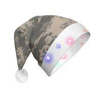BLWSLC Sombrero de Papá Noel iluminado con estampado de camuflaje digital del ejército para adultos, adecuado para Navidad, Año Nuevo y otras fiestas de vacaciones