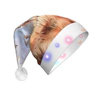 BLWSLC Sombrero de Papá Noel iluminado con estampado de jirafa africana para adultos, adecuado para Navidad, Año Nuevo y otras fiestas de vacaciones