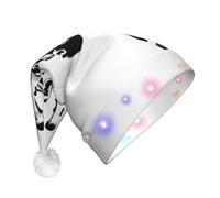 BLWSLC Sombrero de Papá Noel iluminado con estampado de jirafa en blanco y negro adecuado para Navidad, Año Nuevo y otras fiestas de vacaciones