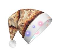 BLWSLC Sombrero de Papá Noel iluminado con estampado de jirafa para madre e hijo, sombrero de Papá Noel para adultos, adecuado para Navidad, Año Nuevo y otras fiestas de vacaciones