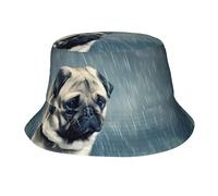 BLWSLC Sombrero de pescador para exteriores, divertido perro carlino impreso, sombrero de pescador para adultos, adecuado para senderismo, pesca y fitness, color negro