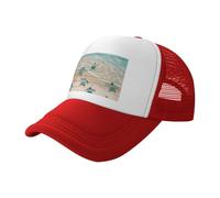BLWSLC Sombrero de sol negro con estampado de tortuga marina y estrella de mar, gorra de béisbol de malla ajustable, adecuada para senderismo al aire libre y viajes, rosso, Talla única
