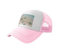 BLWSLC Sombrero de sol negro con estampado de tortuga marina y estrella de mar, gorra de béisbol de malla ajustable, adecuada para senderismo al aire libre y viajes, rosa, Talla única