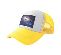 BLWSLC Sombrero de sol negro con estampado de universo abstracto, gorra de béisbol de malla ajustable, adecuada para senderismo al aire libre y viajes, amarillo, Talla única