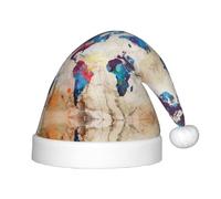 BLWSLC Sombrero infantil de Navidad con mapa del mundo abstracto impreso, sombrero decorativo, suministros de fiesta adecuados para actuaciones escénicas, Navidad