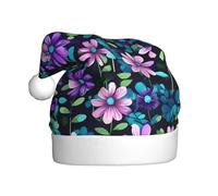 BLWSLC Sombreros de Navidad para adultos con estampado de camelia morada, sombreros decorativos, adecuados para Nochevieja, fiestas de vacaciones o Navidad