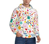 BLWSLC Sudadera con capucha de manga larga para hombre con estampado de fondo de feliz cumpleaños, cálida con un bolsillo canguro, adecuada para ropa de descanso., Negro, XX-Large