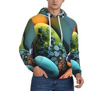 BLWSLC Sudadera con capucha de manga larga para hombre con estampado de piedras de colores, cálida con bolsillo canguro, adecuada para ropa de descanso., Negro, X-Small