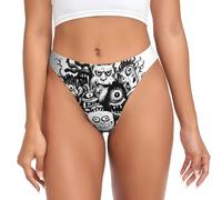 BLWSLC Tangas de yoga de talle bajo con estampado de monstruo feliz para mujer, adecuadas para actividades diarias de yoga, Negro, L