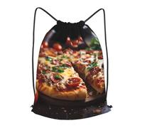 BLWSLC Tantalizing Sausage Pizza - Mochila deportiva con cordón ajustable, ideal para gimnasio y viajes, Negro, Mediano