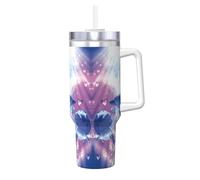 BLWSLC Taza de café de viaje de acero inoxidable con estampado de delfines en amor de 1,134.0 g con asa y pajita, apta para interiores de automóviles y viajes