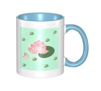 BLWSLC Taza de cerámica con diseño de flores de loto esperando a florecer con mango curvo, adecuada para la oficina y beber todos los días.