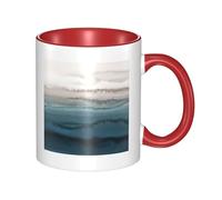 BLWSLC Taza de cerámica roja con diseño de The Midst of The Tide, adecuada para cafeterías y oficinas.