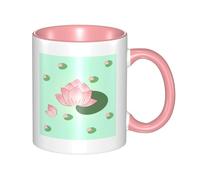 BLWSLC Taza de cerámica rosa con diseño de flores de loto esperando a florecer con mango curvo, adecuada para la oficina y beber todos los días.