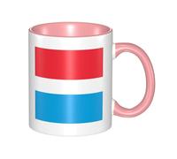 BLWSLC Taza de cerámica rosa impresa con la bandera de Luxemburgo con mango curvo, adecuada para la oficina y la bebida diaria.