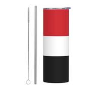 BLWSLC Taza de paja impresa con la bandera de Yemen, taza de café de viaje, adecuada para oficina y viajes, 20 onzas