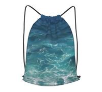 BLWSLC The Deep Ocean - Mochila deportiva con cordón ajustable, adecuada para gimnasio y viajes, Negro, Mediano