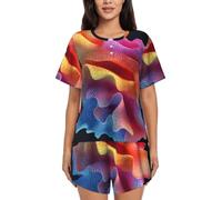 BLWSLC The Density of Coral Holes - Conjunto de pijama para mujer, camiseta de manga corta y pantalones cortos, conjunto de pijama de 2 piezas, Negro, 3X-Large-5X-Large