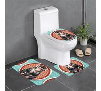 BLWSLC The Silent Monkey - Juego de 3 alfombrillas de baño estampadas, adecuadas para inodoros en forma de U, bañeras y duchas