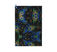 BLWSLC Toalla de limpieza de golf plegable con plumas de pavo real, adecuada para bolsas de golf, un accesorio de golf con mosquetón adecuado para carritos de golf o palos de golf