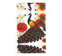 BLWSLC Toalla de playa con estampado de flores rojas de pavo real, 27.5 x 16 pulgadas, adecuada para natación, playa y viajes.