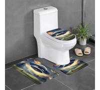 BLWSLC UFO Landing - Juego de 3 alfombrillas de baño estampadas, adecuadas para inodoros en forma de U, bañeras y duchas