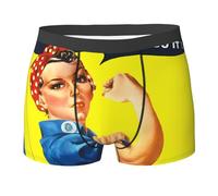 BLWSLC We Can Do It - Calzoncillos tipo bóxer estampados, suaves, elásticos, transpirables, de secado rápido y absorben la humedad, Negro, L