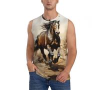 BLWSLC Western Horse - Chaleco sin mangas para hombre, ajuste holgado, transpirable, de secado rápido, chaleco deportivo para gimnasio, NEGRO, Medium-4X-Large