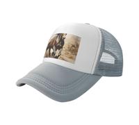 BLWSLC Western Horse - Gorra de béisbol de malla estampada negra, gorra de camionero transpirable, adecuada para pesca y senderismo, Gris, L